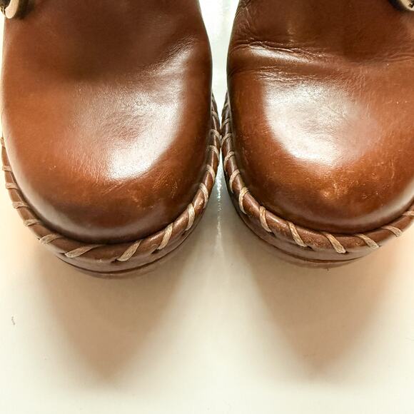 Frye Charlotte Ring Harness Brown Leather Clogs Cognac Brown Size 6M - Picture 6 of 11